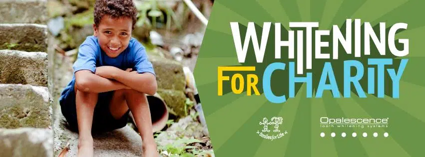 Whitening for Charity Smiles for Life Bethel CT Dentist Whitening for Charity banner featuring a smiling child, promoting the Smiles for Life teeth whitening campaign offered by Dr. Kostrzewski at Stony Hill Dental Care in Bethel, Connecticut